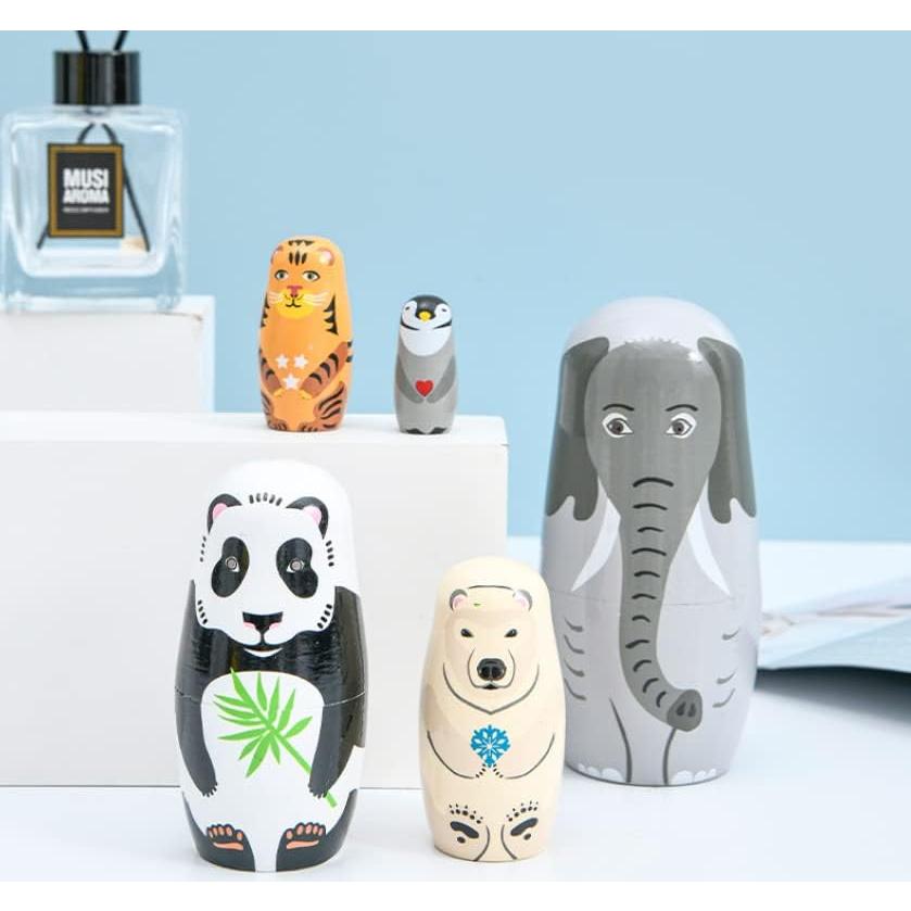 Muñecas Matryoshka Elefante Set de 5 Piezas de Madera