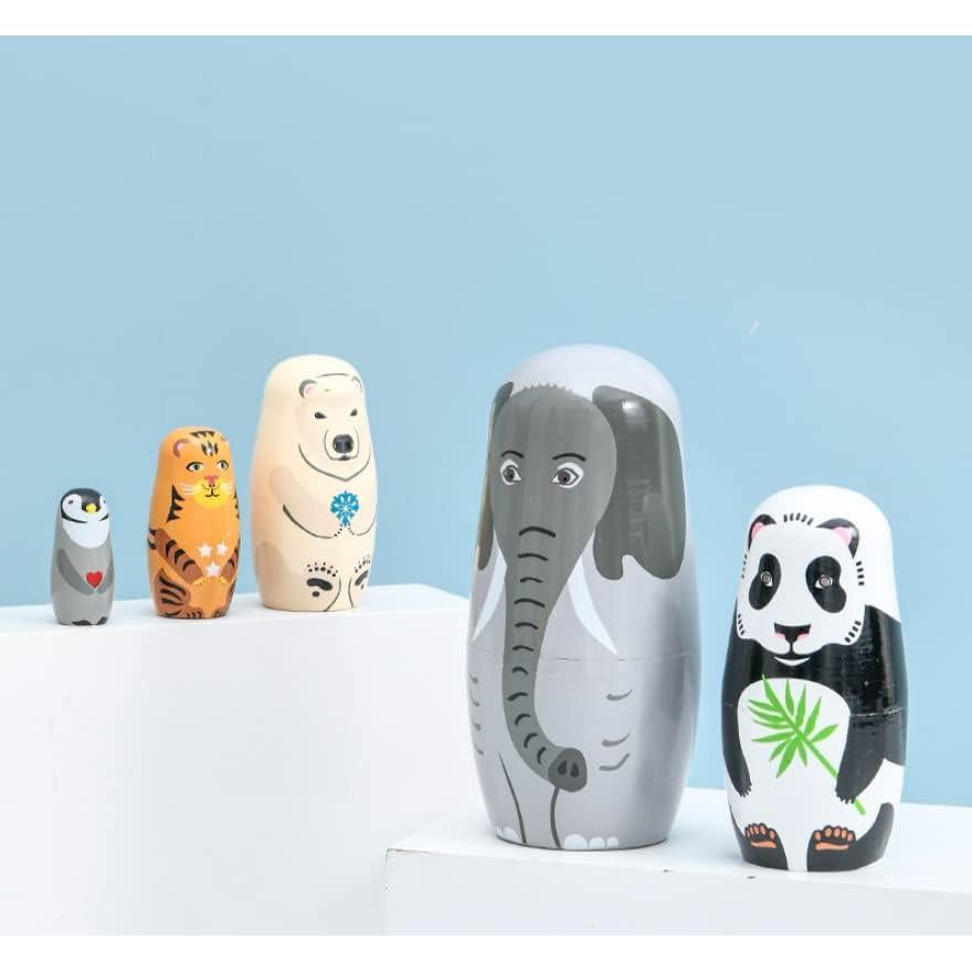 Muñecas Matryoshka Elefante Set de 5 Piezas de Madera