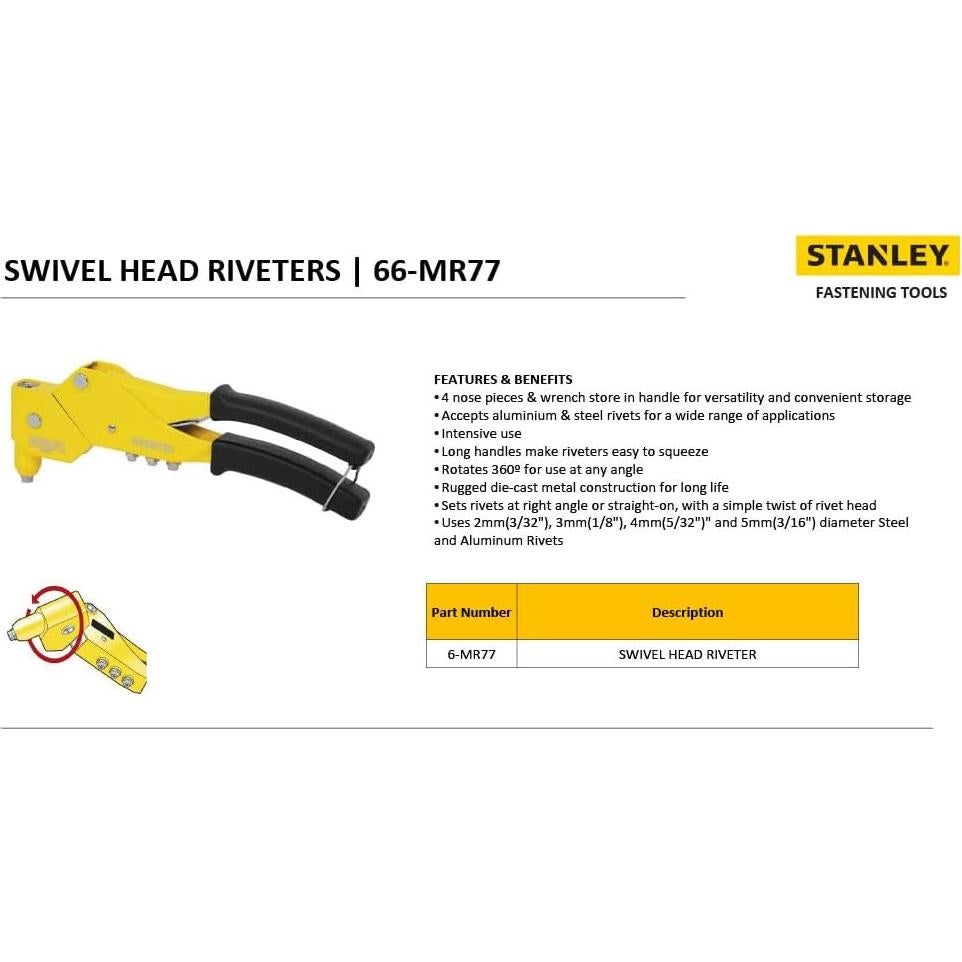 Remachadora Stanley MR77 360° Acero Completo 4 Boquillas