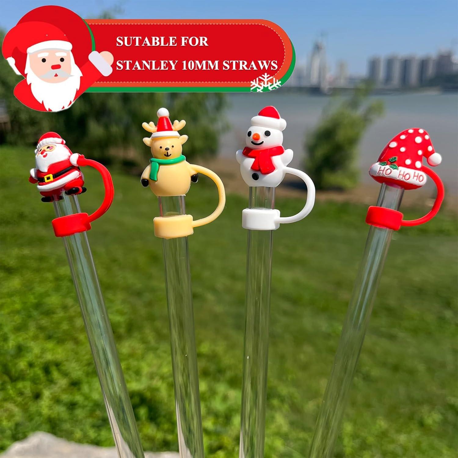 Cubiertas de Pajitas de Navidad Amreich - 4 Tapas Silicona 10mm