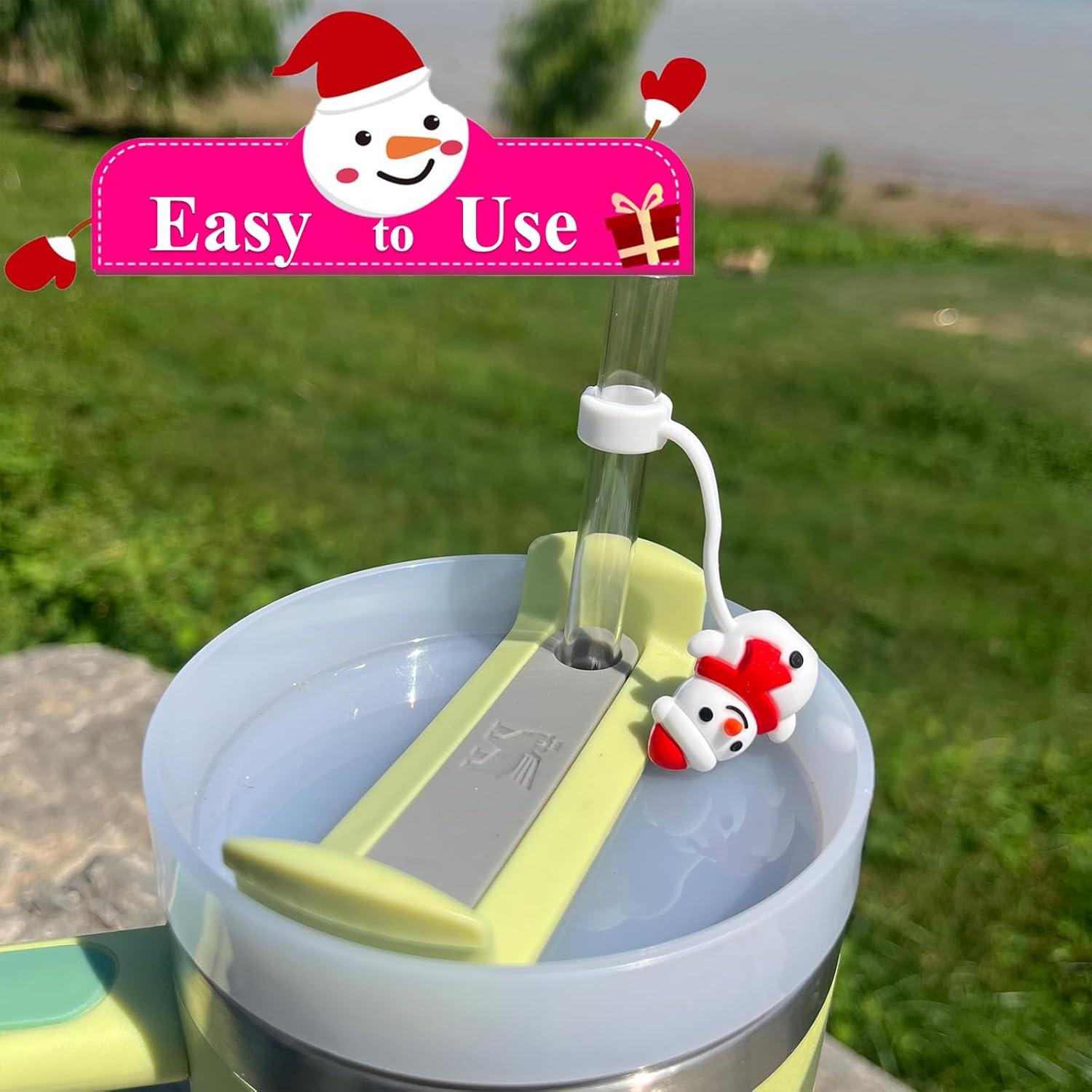 Cubiertas de Pajitas de Navidad Amreich - 4 Tapas Silicona 10mm