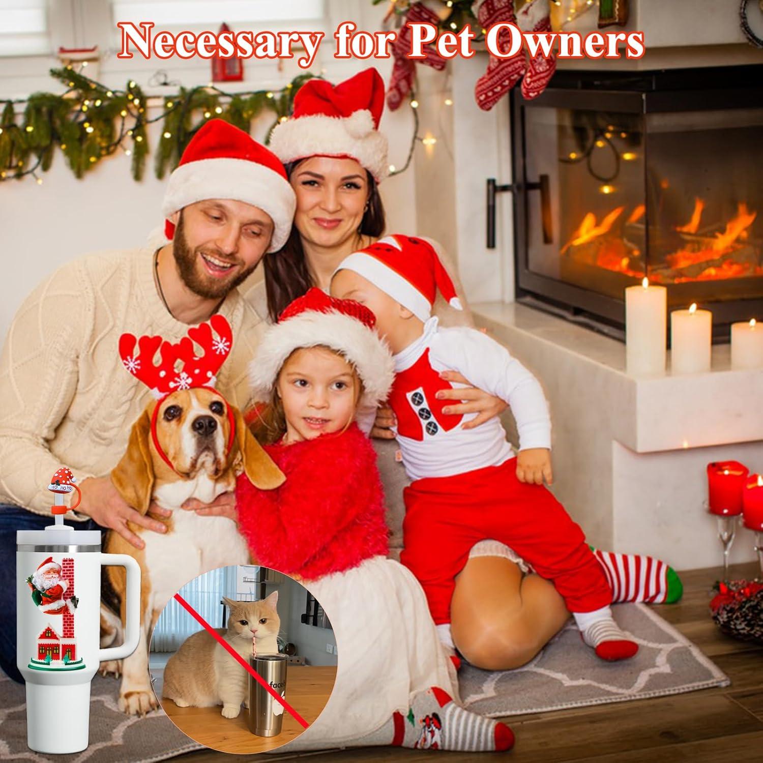 Cubiertas de Pajitas de Navidad Amreich - 4 Tapas Silicona 10mm