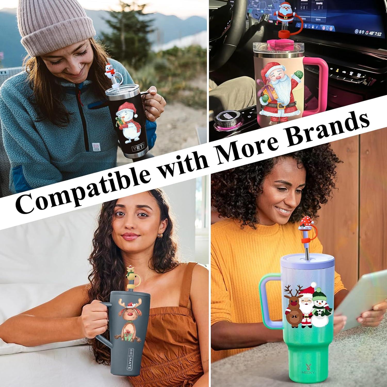 Cubiertas de Pajitas de Navidad Amreich - 4 Tapas Silicona 10mm