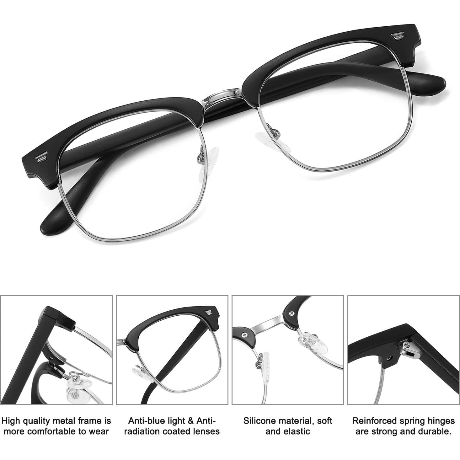 Gafas de Luz Azul MEETSUN 2 Pack Media Montura Anti-fatiga