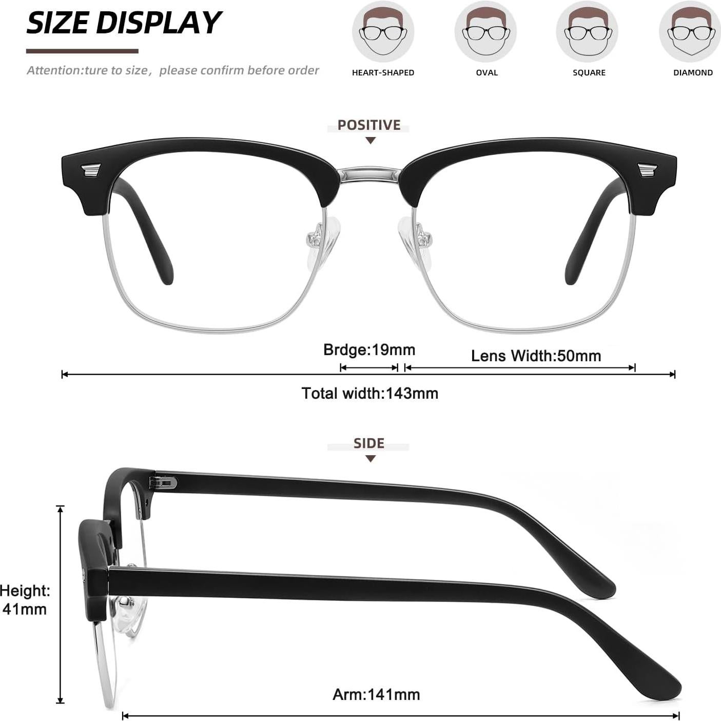 Gafas de Luz Azul MEETSUN 2 Pack Media Montura Anti-fatiga