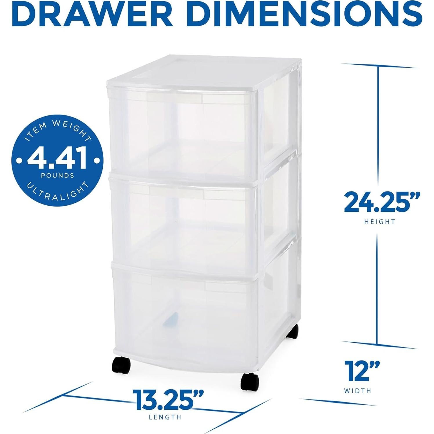 Carro Organizador Gracious Living 3 Cajones Plástico Blanco