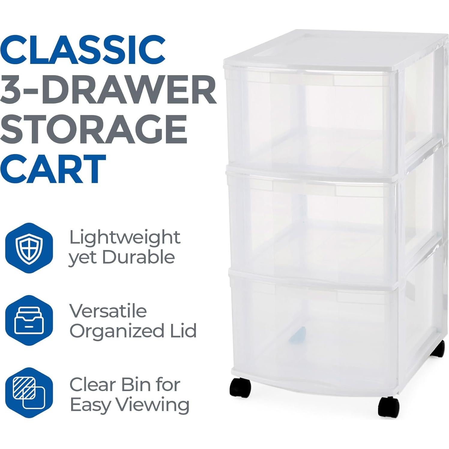 Carro Organizador Gracious Living 3 Cajones Plástico Blanco