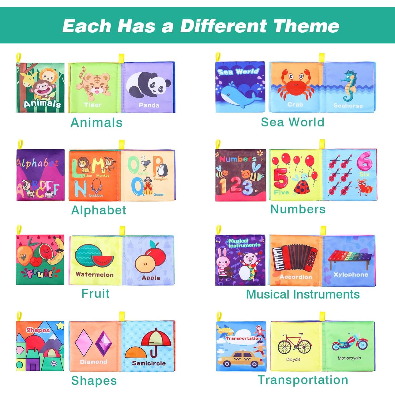 Libros de Baño para Bebés Toyk - Paquete de 8 Piezas