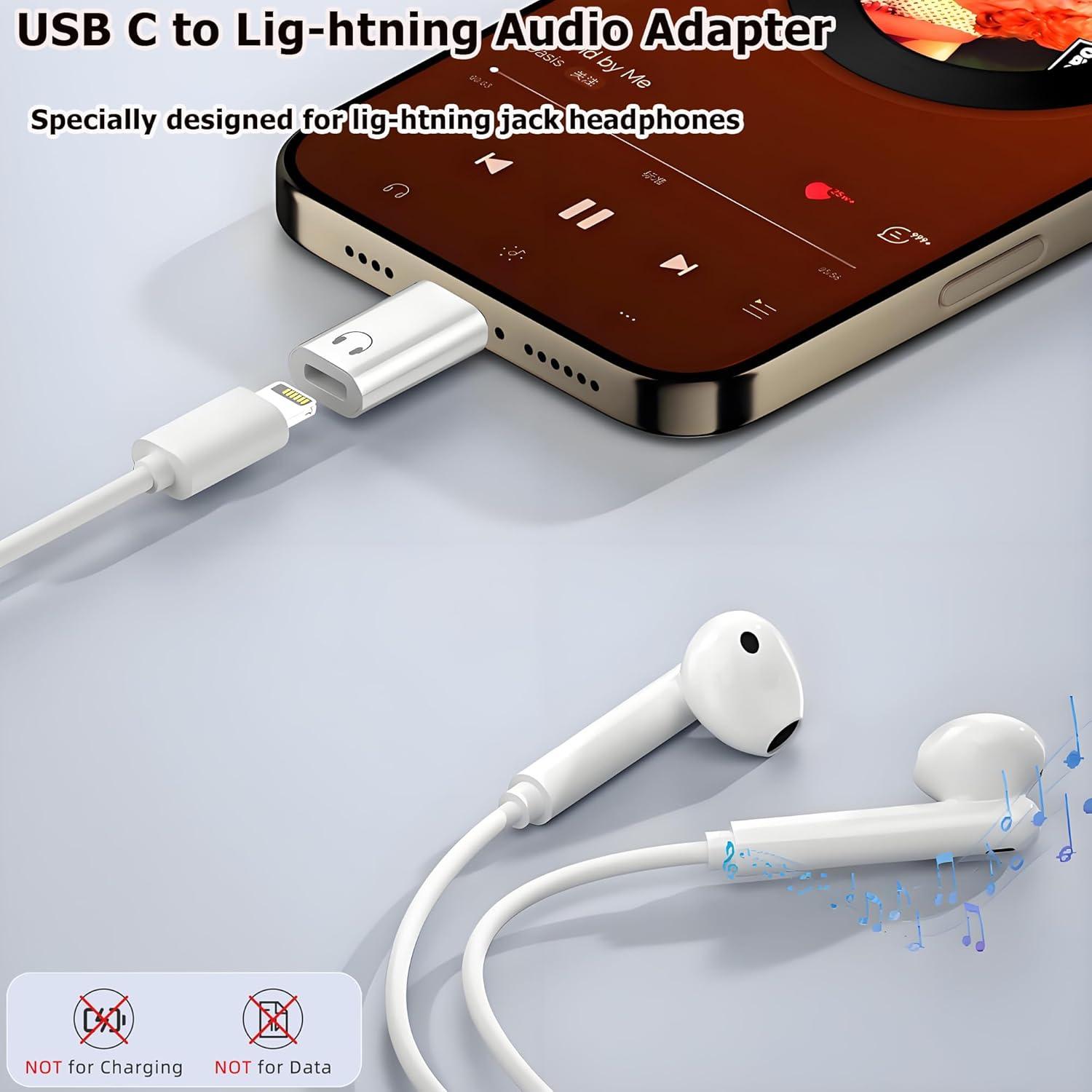 Adaptador de audio USB C a Lightning Shenzhenshiyoulanteerkeji - Blanco