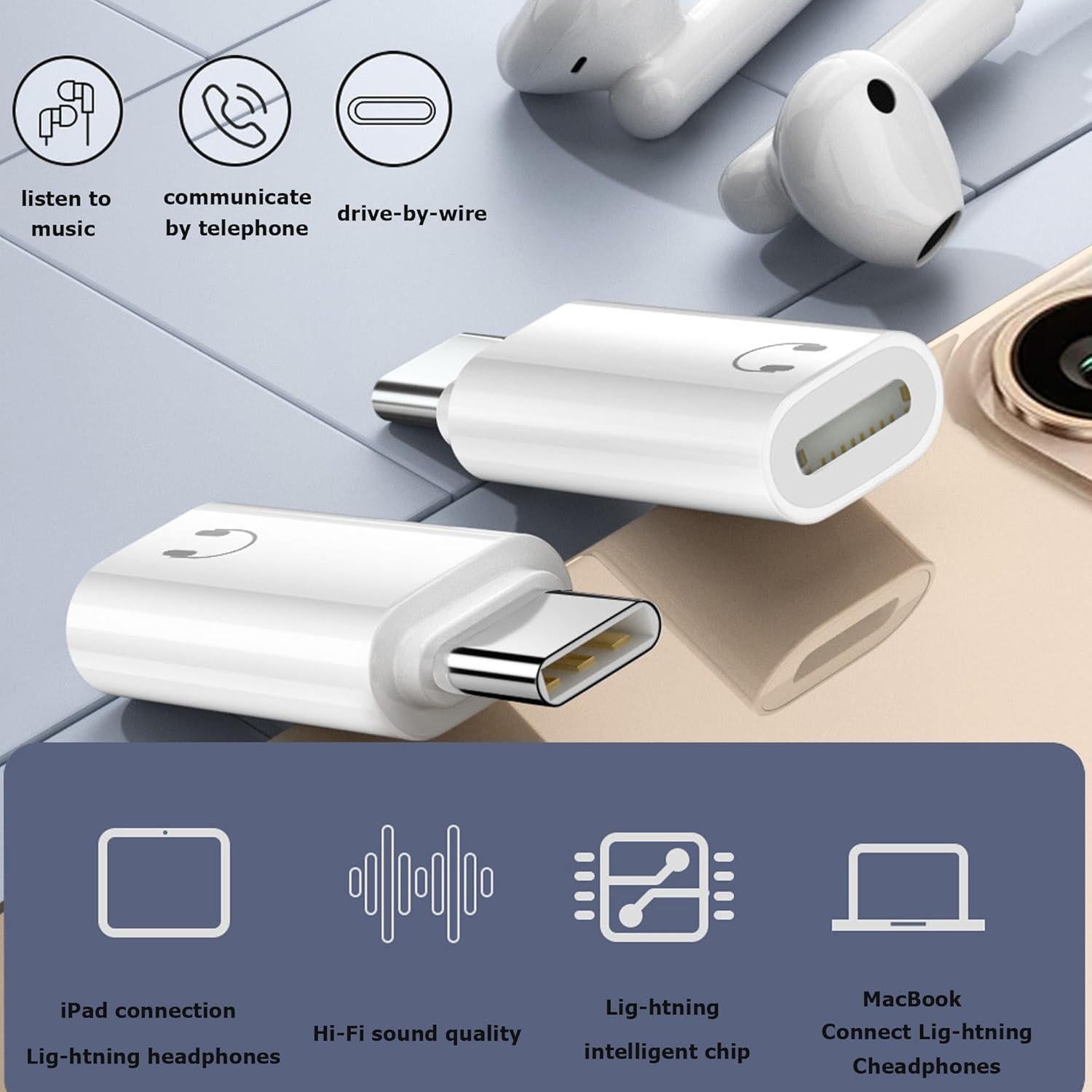 Adaptador de audio USB C a Lightning Shenzhenshiyoulanteerkeji - Blanco