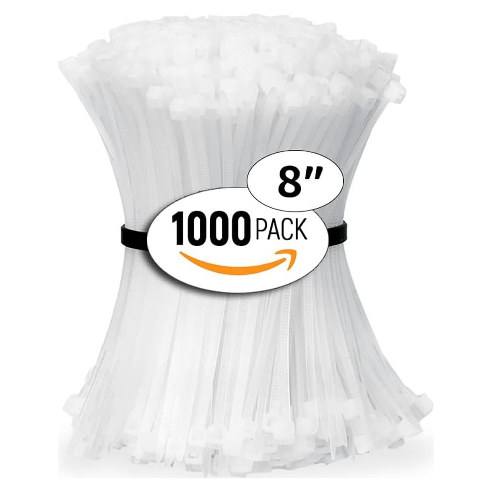 Bridas Blancas ALBO 8 Pulgadas 1000 Piezas 40 lb Nylon