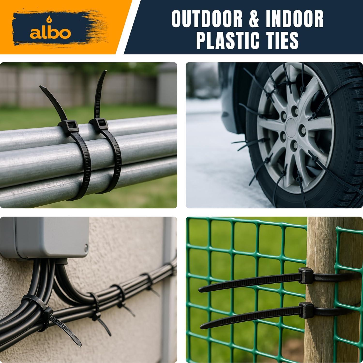 Bridas Blancas ALBO 8 Pulgadas 1000 Piezas 40 lb Nylon