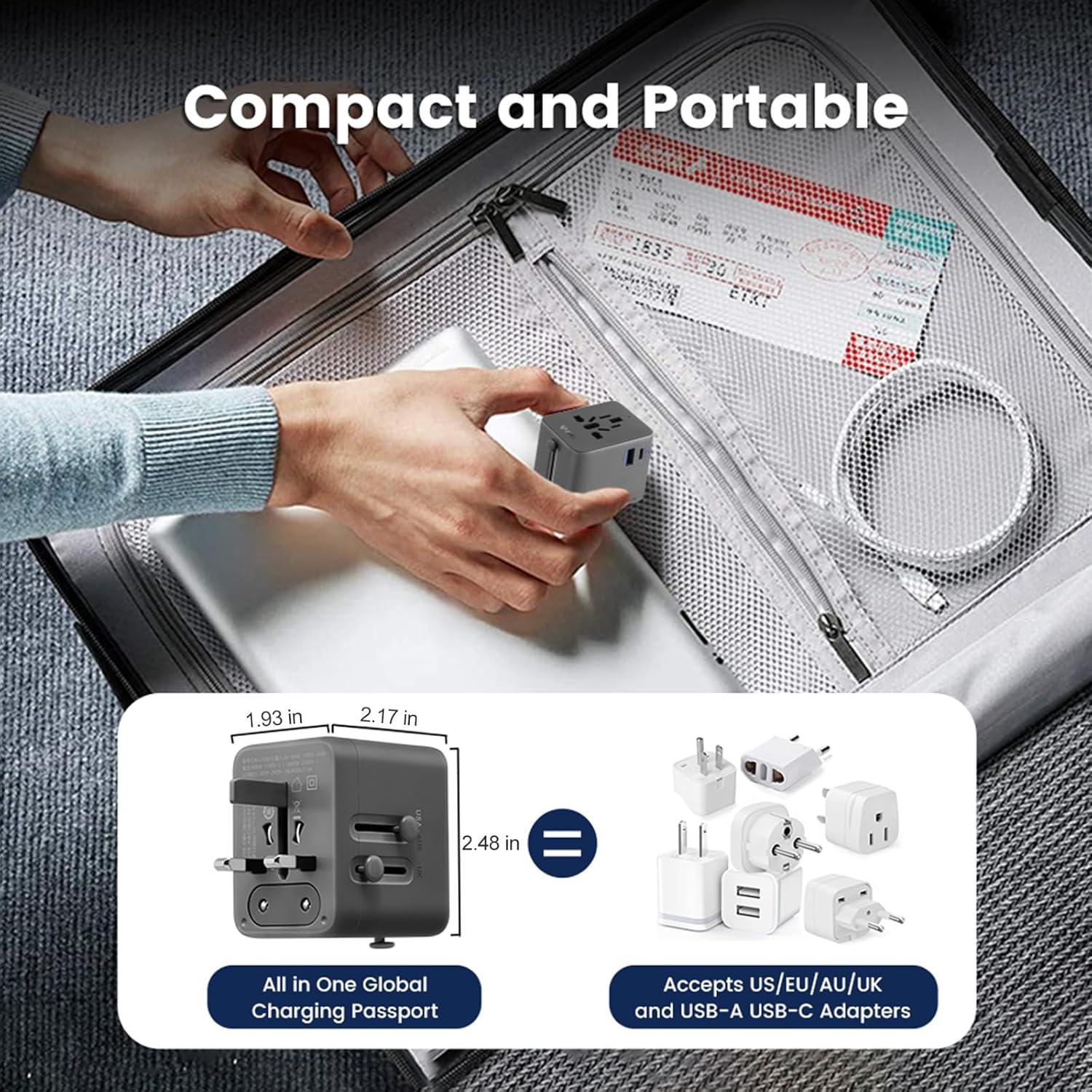 Adaptador de Viaje Universal GONEO 20W con USB C y A