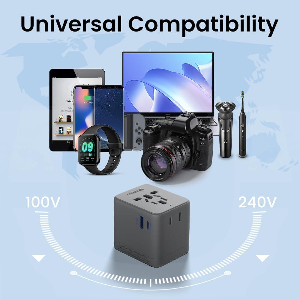 Adaptador de Viaje Universal GONEO 20W con USB C y A