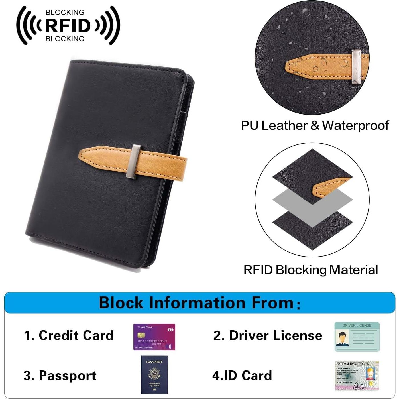 Cartera de Pasaporte Multifuncional Deziliao con Bloqueo RFID