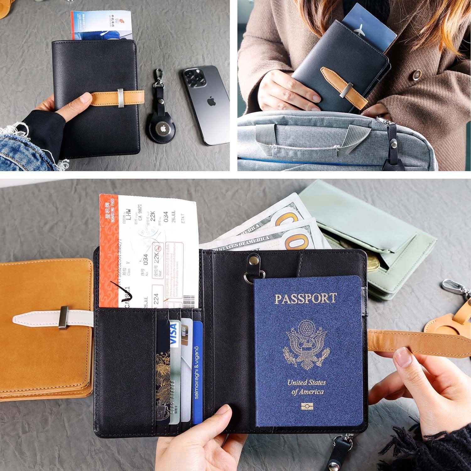 Cartera de Pasaporte Multifuncional Deziliao con Bloqueo RFID