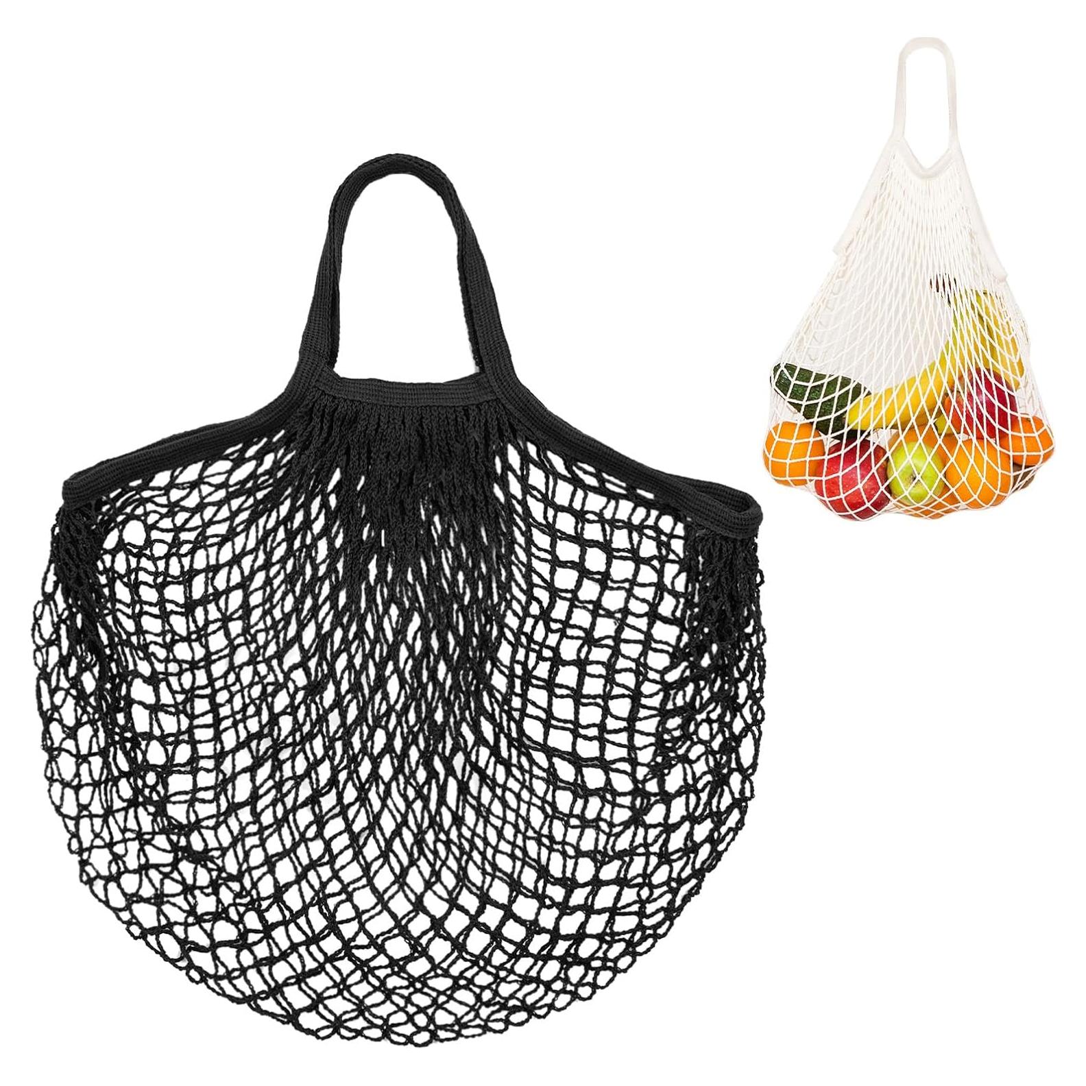 Bolsa de Malla de Algodón Reutilizable M METERXITY 48x35cm Negra