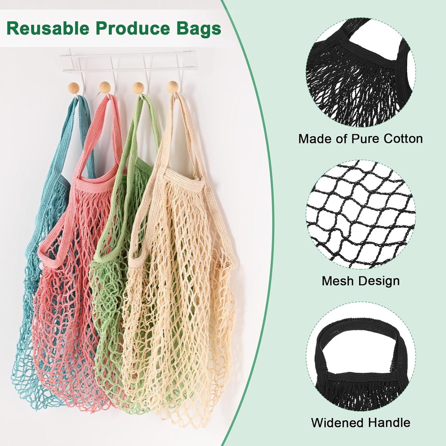 Bolsa de Malla de Algodón Reutilizable M METERXITY 48x35cm Negra