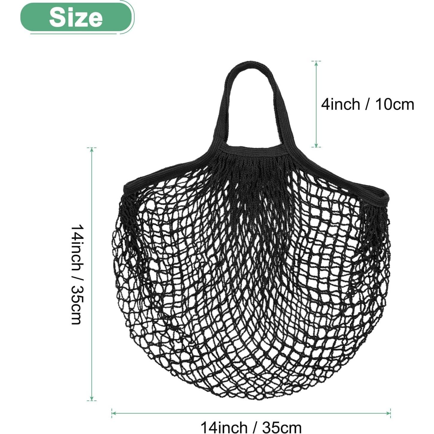 Bolsa de Malla de Algodón Reutilizable M METERXITY 48x35cm Negra