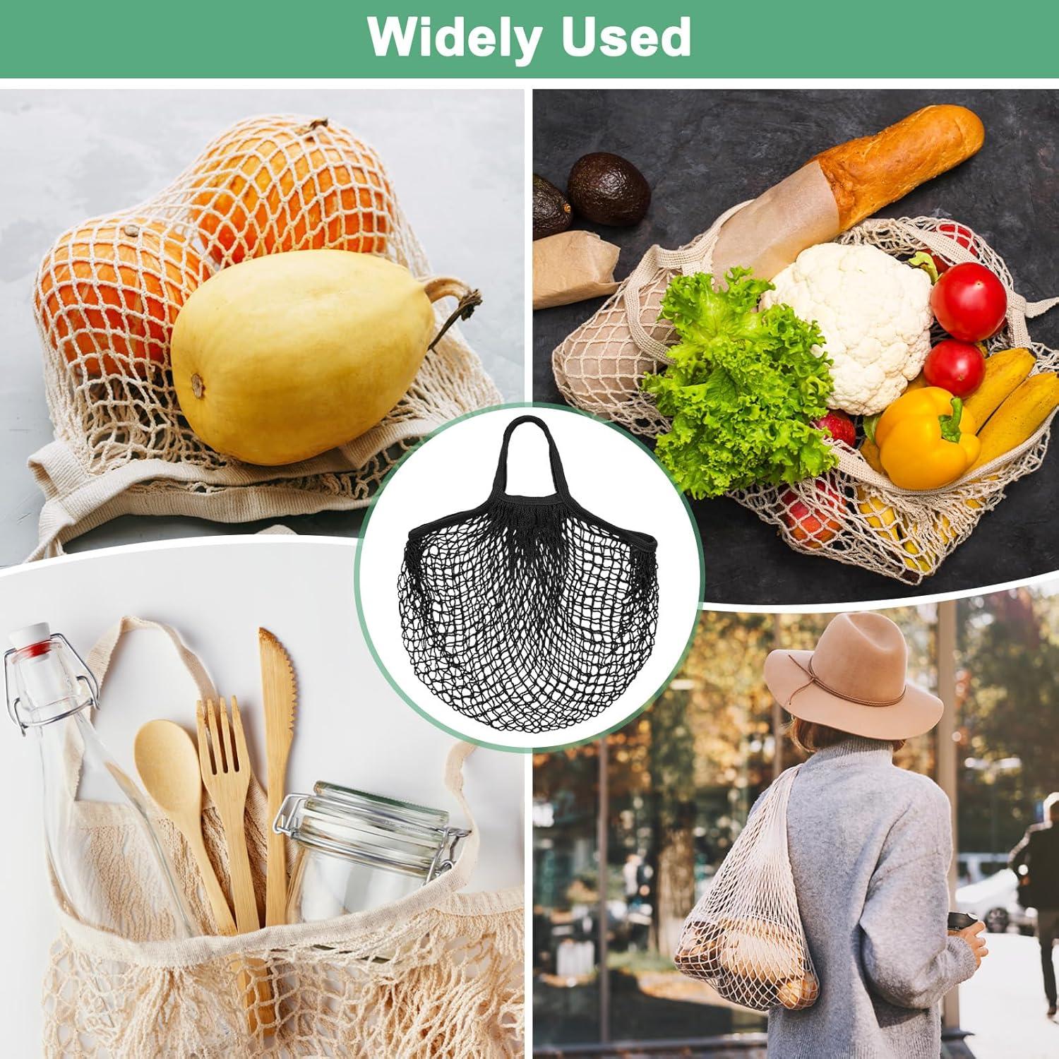 Bolsa de Malla de Algodón Reutilizable M METERXITY 48x35cm Negra