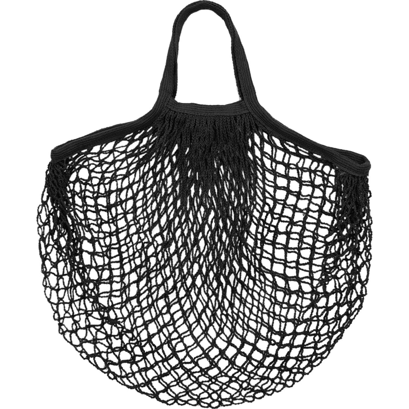 Bolsa de Malla de Algodón Reutilizable M METERXITY 48x35cm Negra