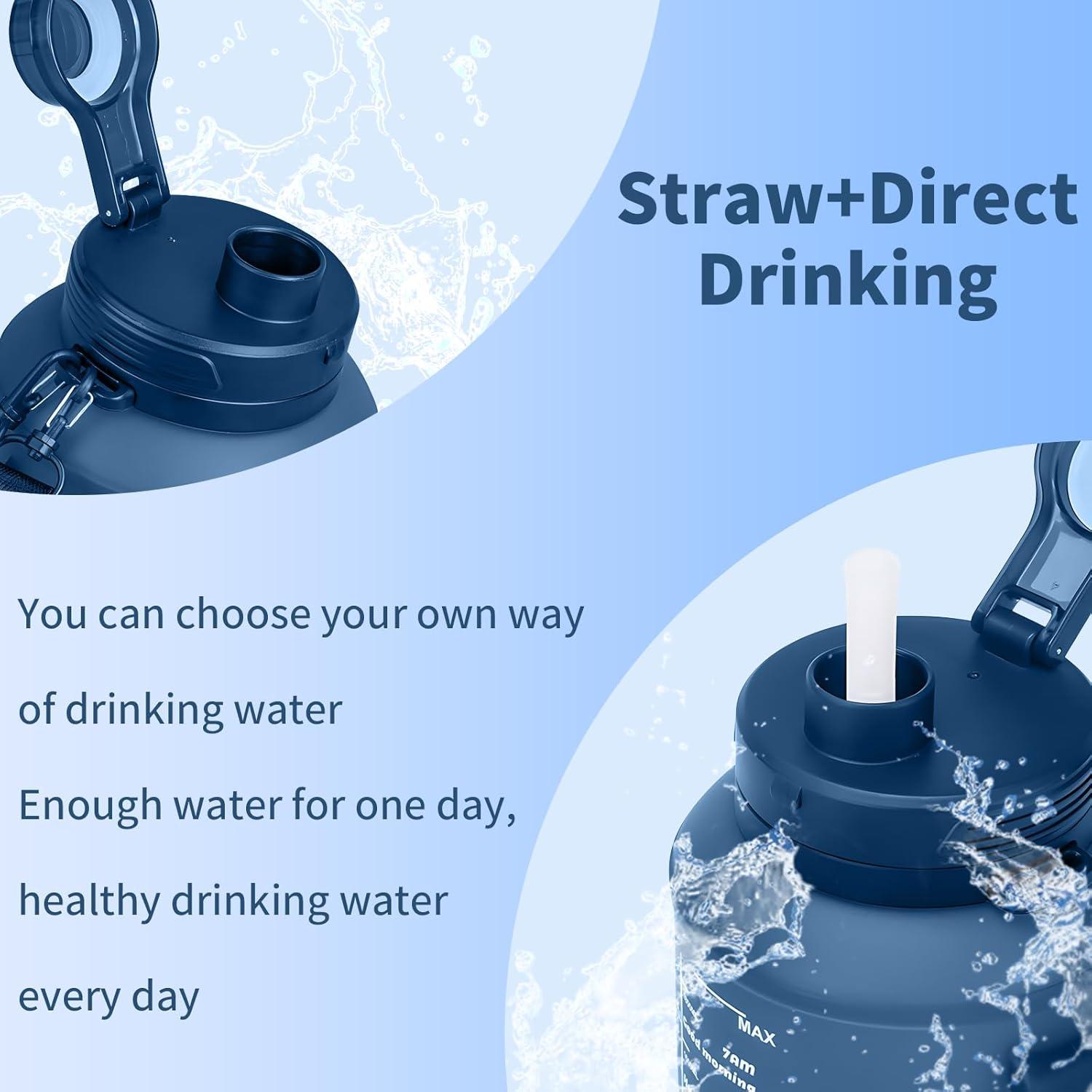 Botella de Agua Plegable Yenergy 2L con Asa y Popote Azul