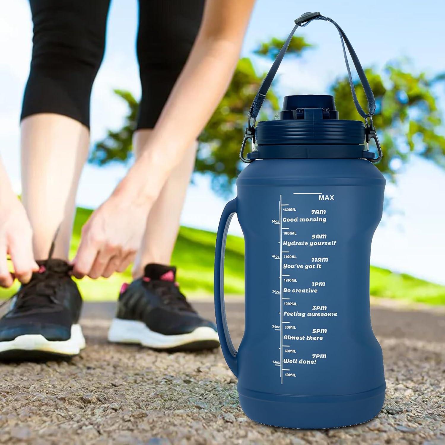 Botella de Agua Plegable Yenergy 2L con Asa y Popote Azul