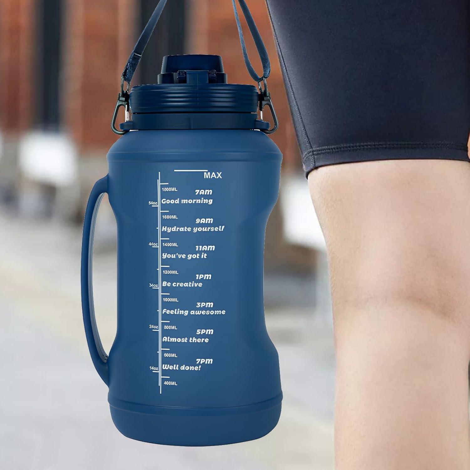 Botella de Agua Plegable Yenergy 2L con Asa y Popote Azul