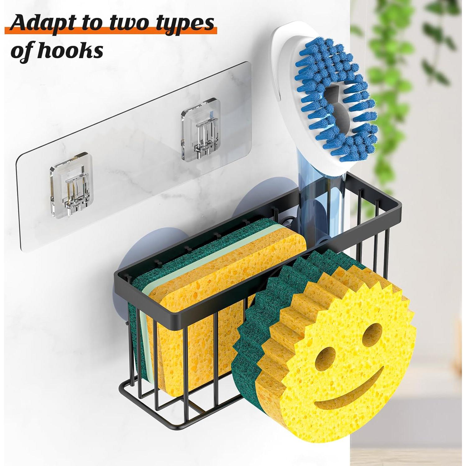 Soporte para Esponja de Cocina MURLONG Negro 3 en 1 Acero Inoxidable