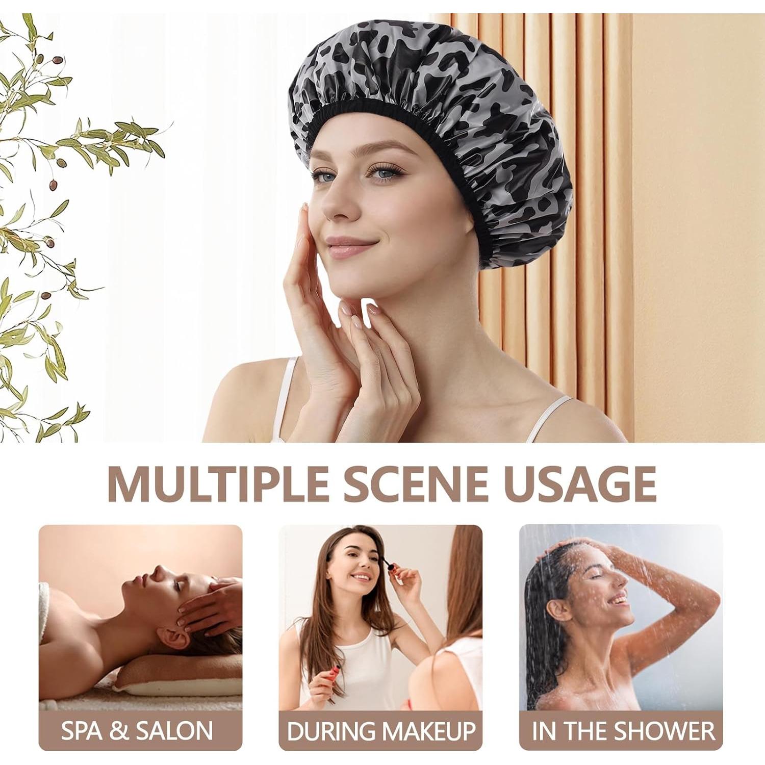 Gorro de Ducha Reutilizable YIZIJIZI Grande Vaca Negra