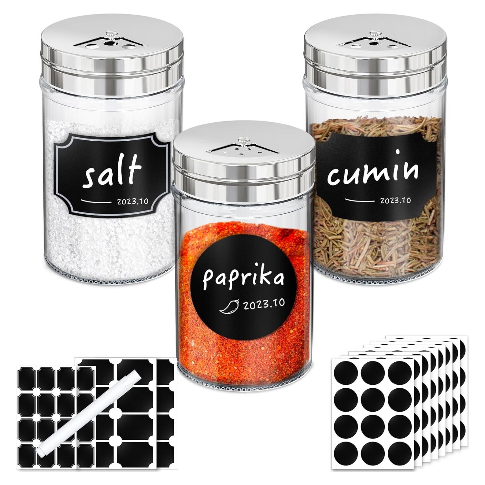 Set de 3 Tarros de Especias de Vidrio Segarty 80ml con Etiquetas