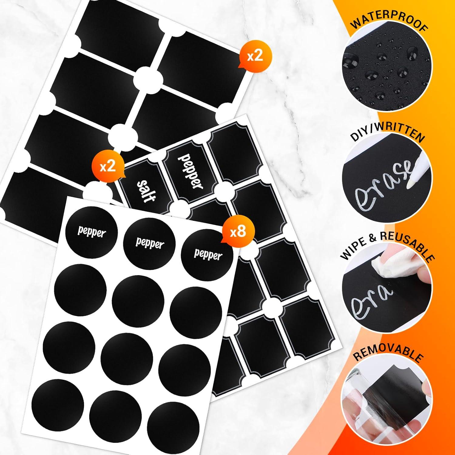 Set de 3 Tarros de Especias de Vidrio Segarty 80ml con Etiquetas