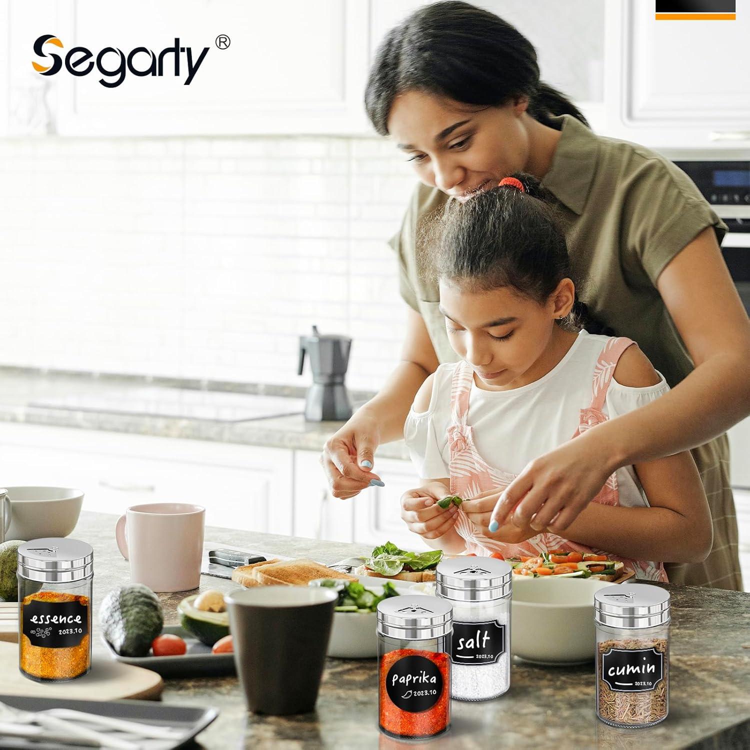 Set de 3 Tarros de Especias de Vidrio Segarty 80ml con Etiquetas