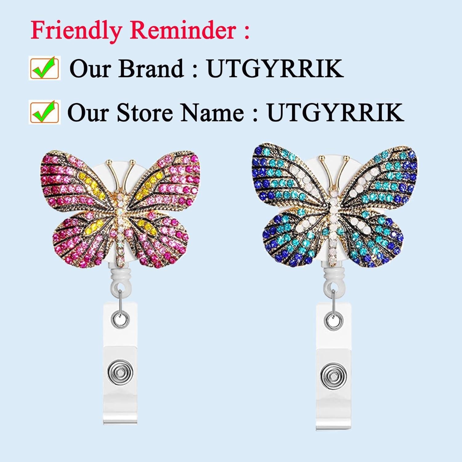 Reel de Insignia Retráctil UTGYRRIK con Strass - Paquete de 2