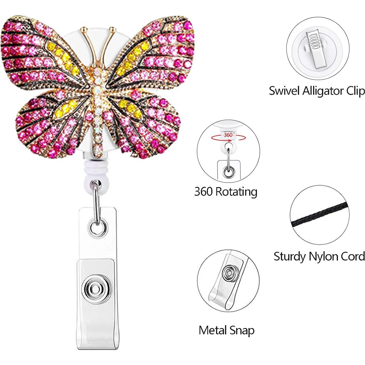 Reel de Insignia Retráctil UTGYRRIK con Strass - Paquete de 2