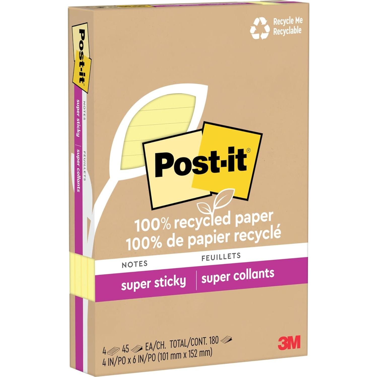 Notas Adhesivas Super Sticky Post-it Amarillo Canario 10x15 cm