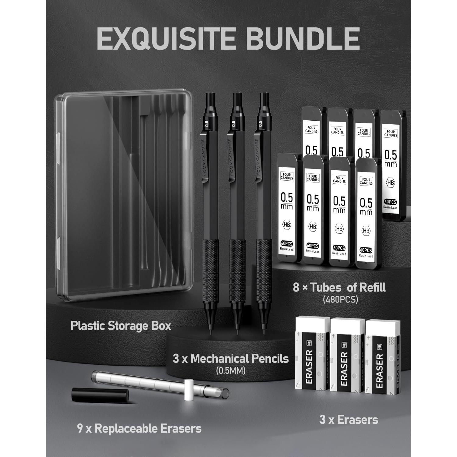 Juego de Lápices Mecánicos Four Candies 0.5mm con Estuche