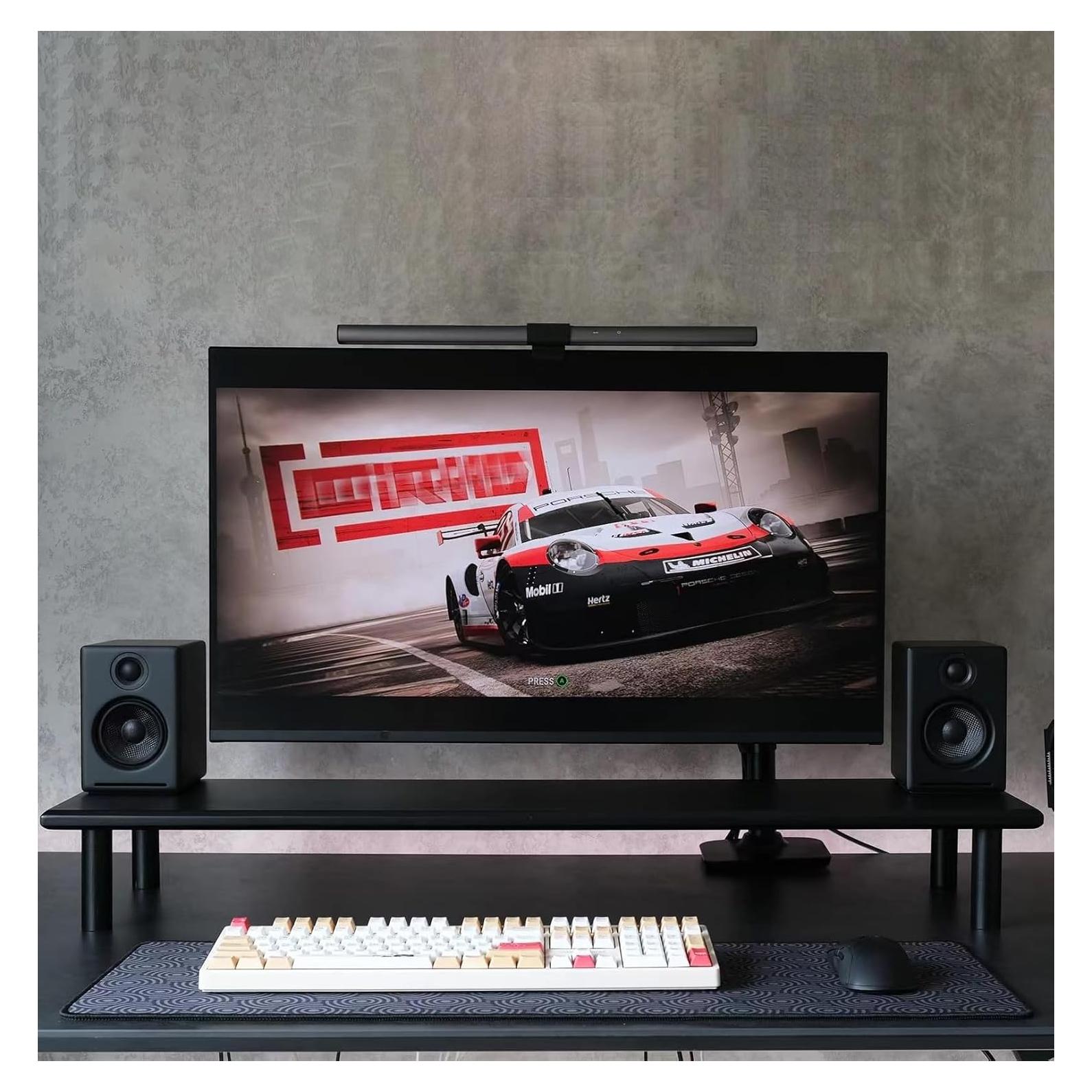 Soporte Elevador Doble para Monitores ROCDEER 100 cm Bambú