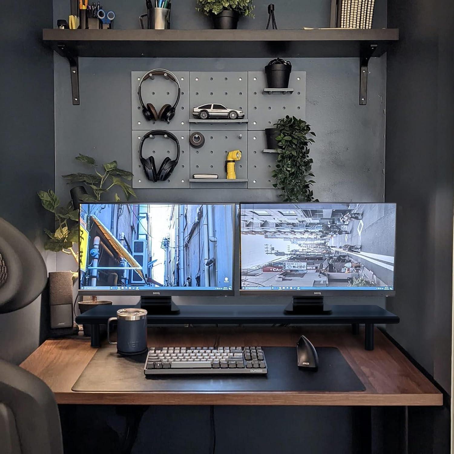 Soporte Elevador Doble para Monitores ROCDEER 100 cm Bambú