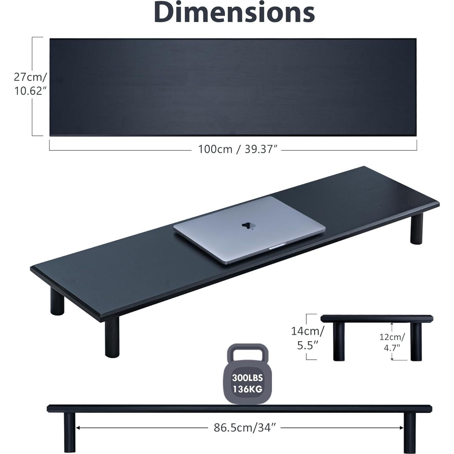 Soporte Elevador Doble para Monitores ROCDEER 100 cm Bambú