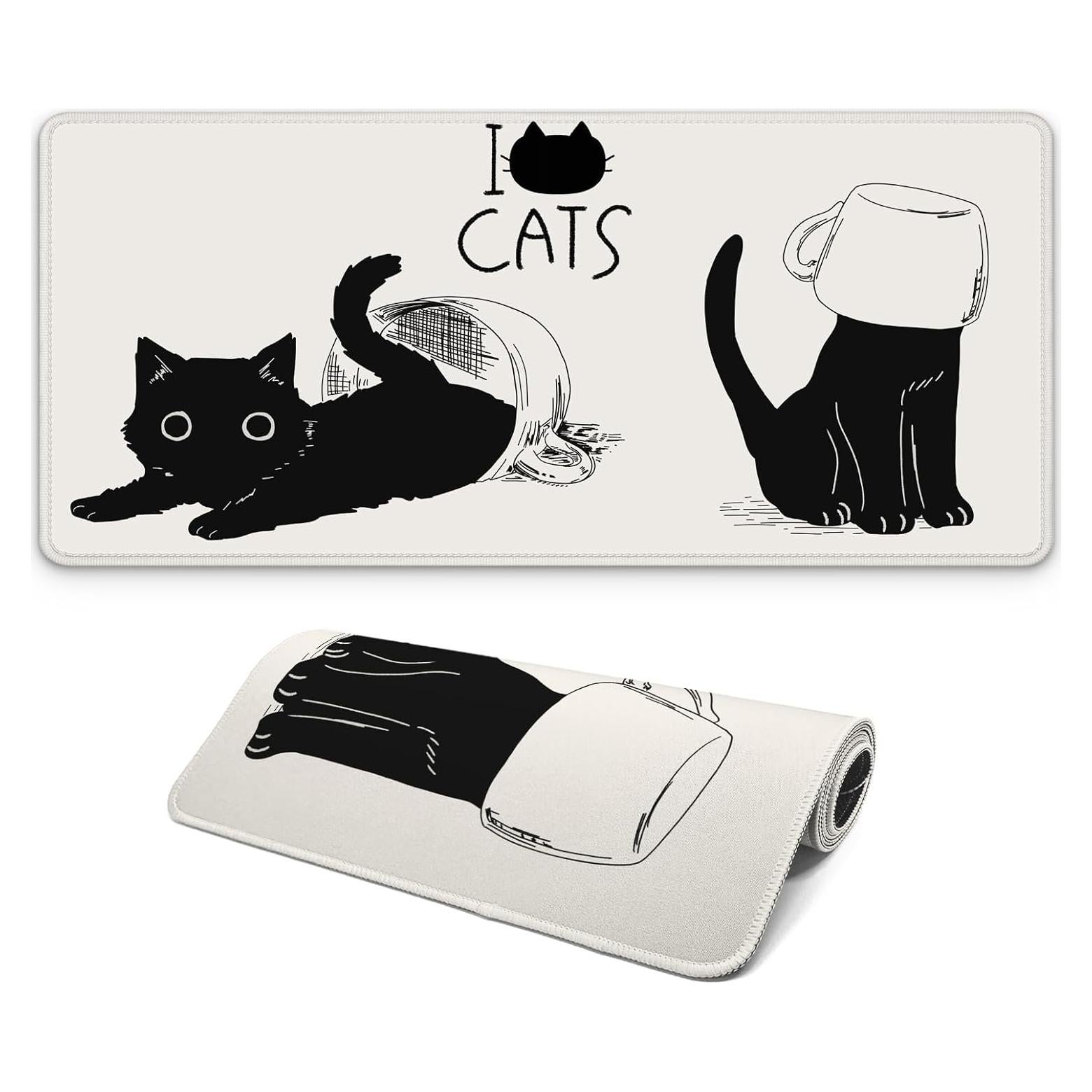 Alfombrilla de Ratón FTSYAD Gato Negro Anime 80x30cm Antideslizante