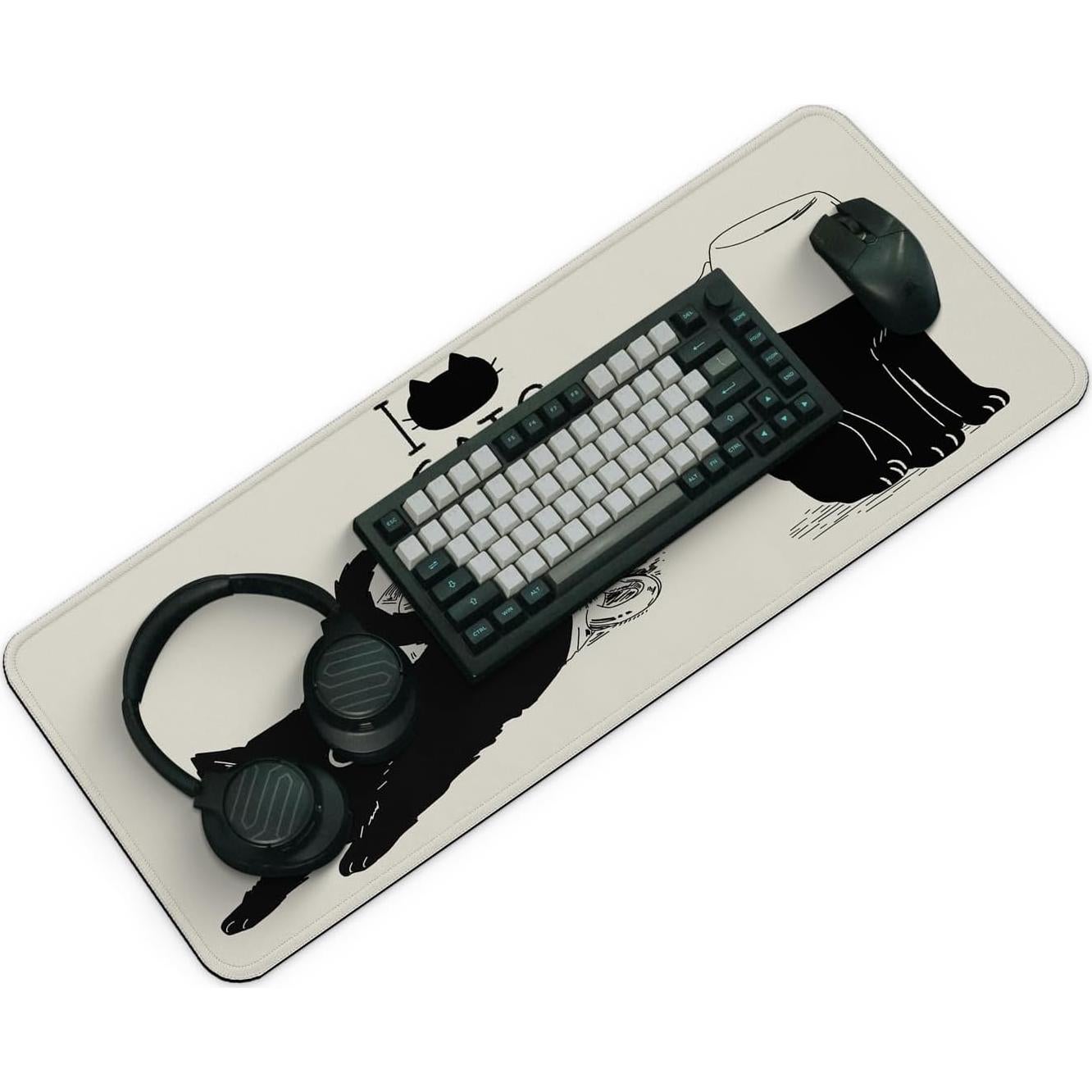 Alfombrilla de Ratón FTSYAD Gato Negro Anime 80x30cm Antideslizante