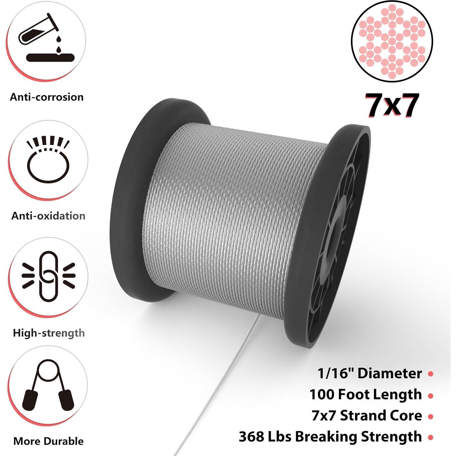 Kit de Crimpado Sanuke con 30.48m Cable Acero Inoxidable 304
