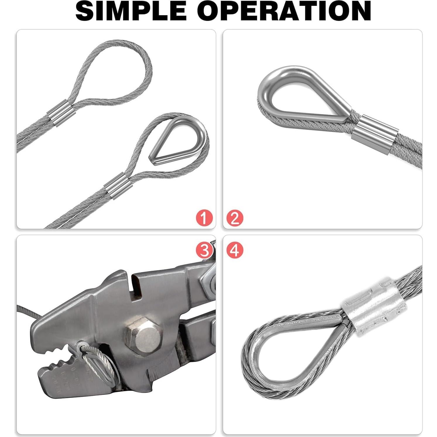 Kit de Crimpado Sanuke con 30.48m Cable Acero Inoxidable 304