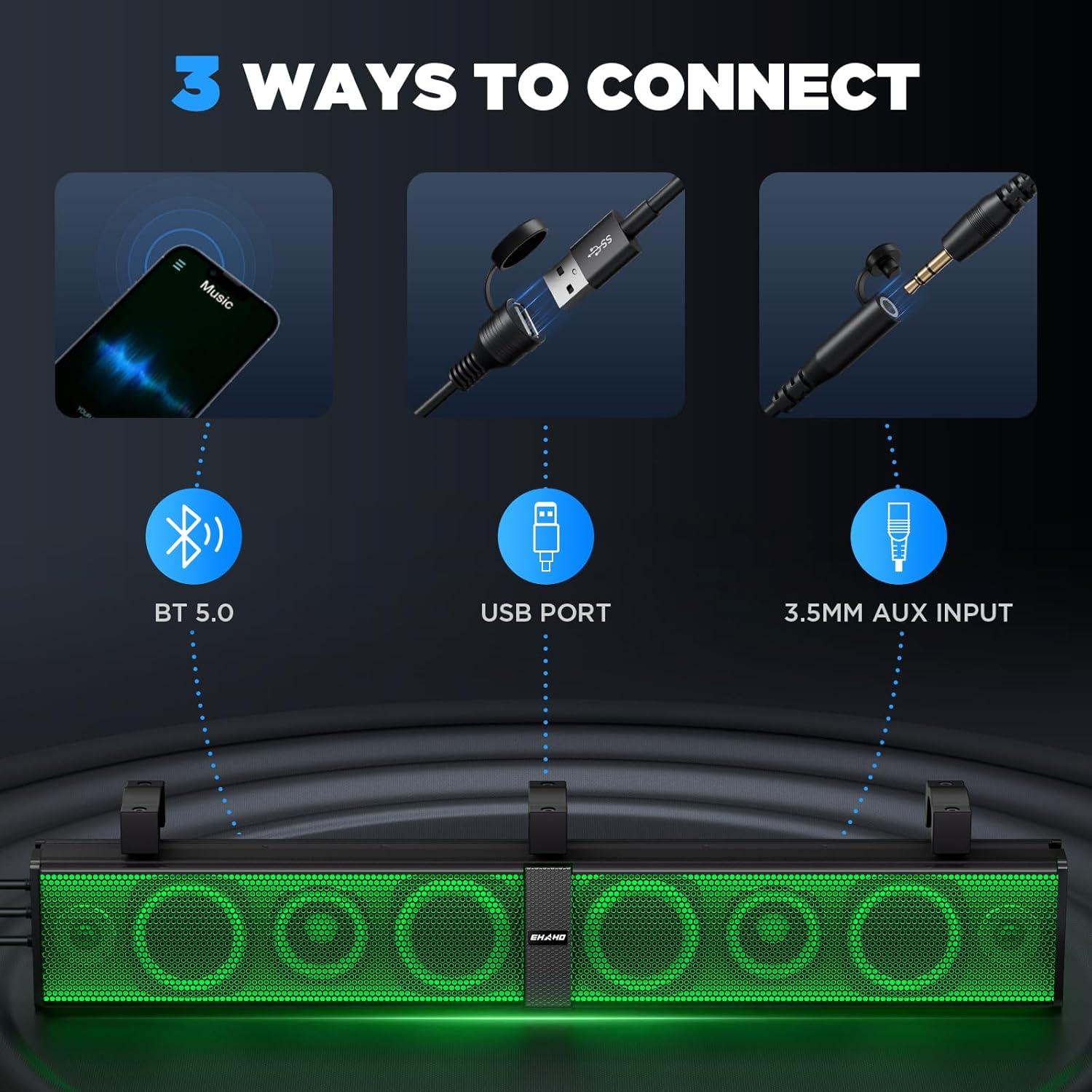 Barra de Sonido UTV Ehaho MT4300 86 cm Bluetooth IP66 RGB