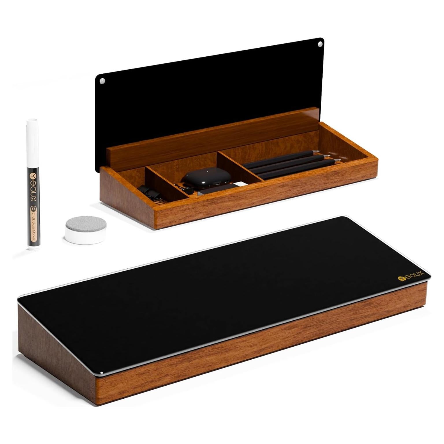 Tablero de Borrado en Seco Yeoux de Vidrio Negro 35.5x12.3cm