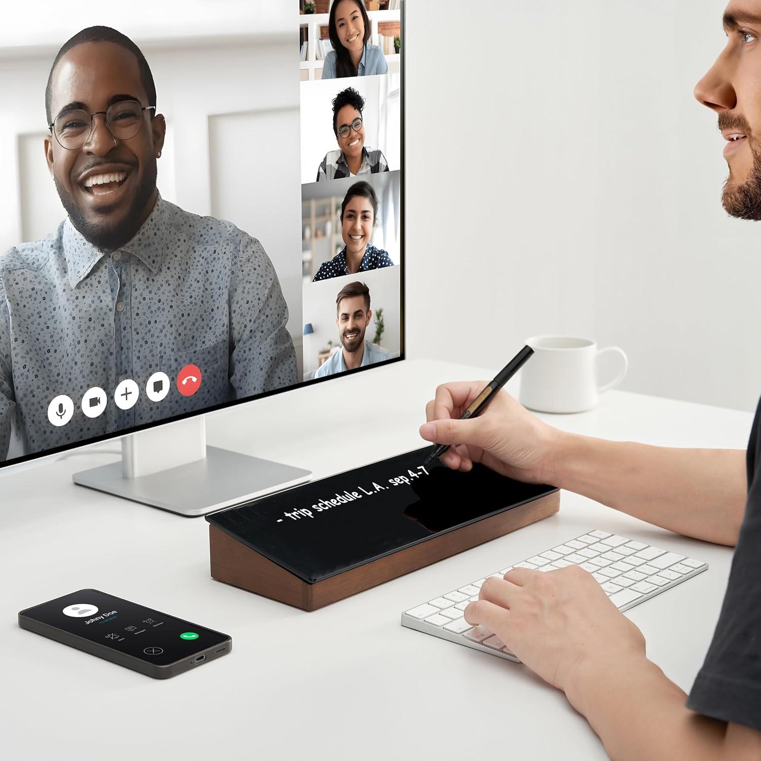 Tablero de Borrado en Seco Yeoux de Vidrio Negro 35.5x12.3cm