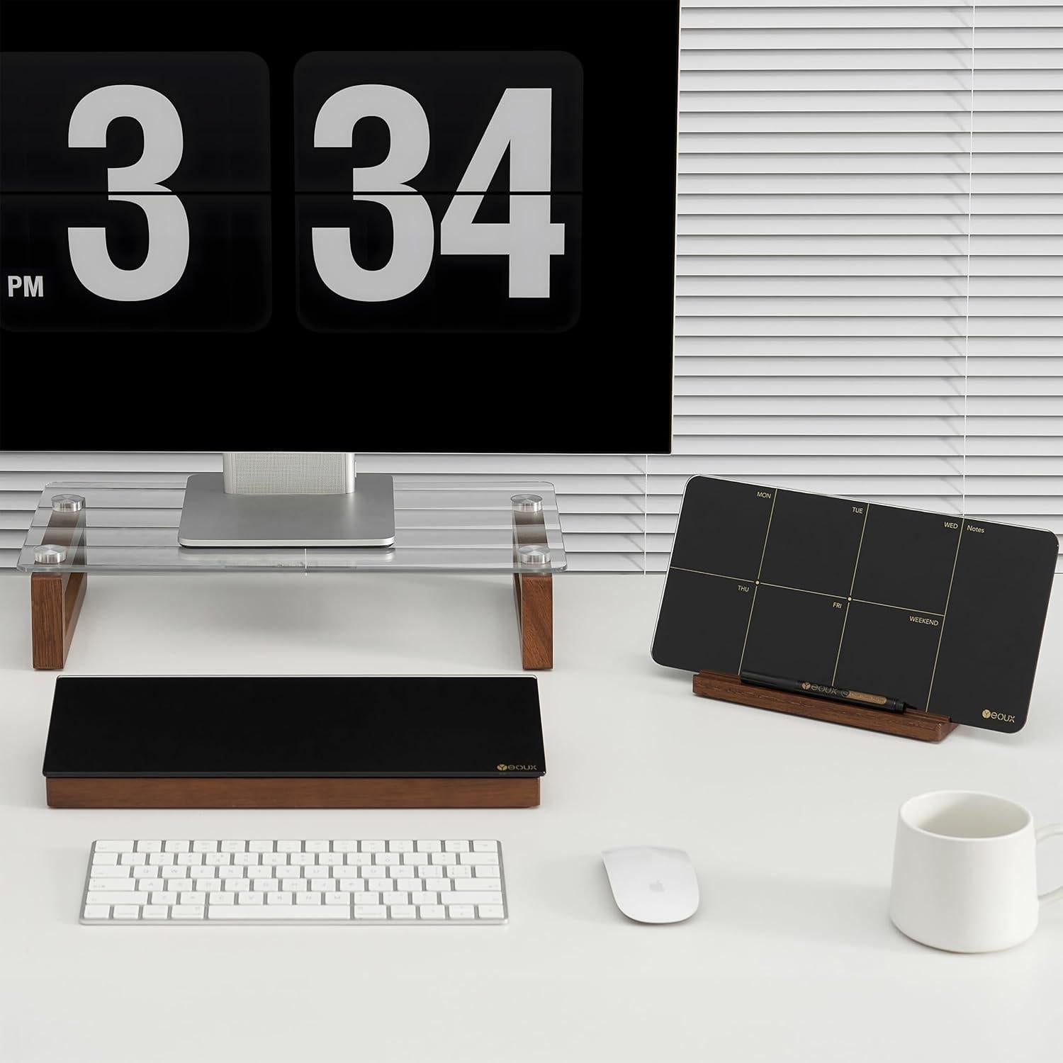 Tablero de Borrado en Seco Yeoux de Vidrio Negro 35.5x12.3cm