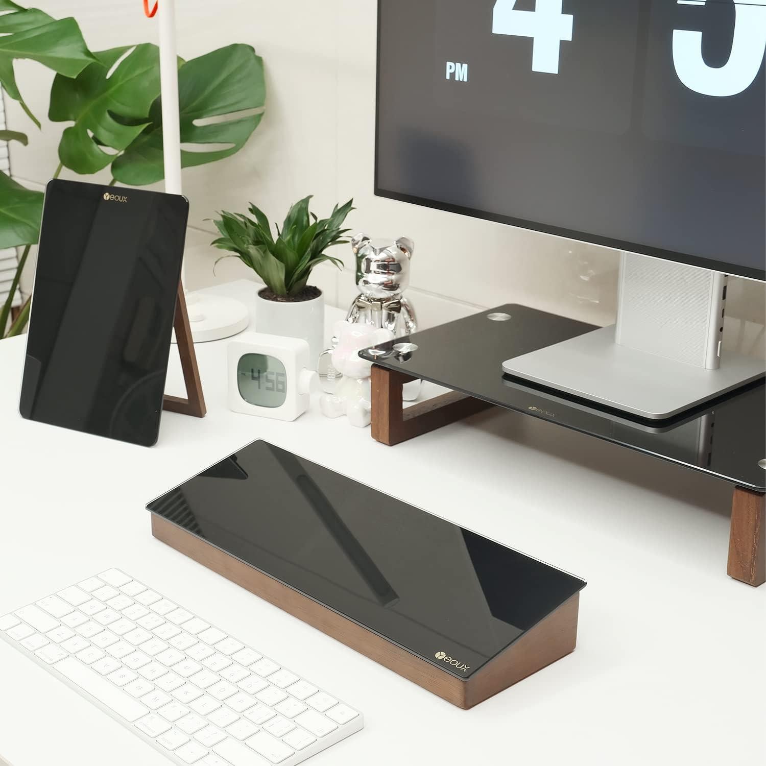 Tablero de Borrado en Seco Yeoux de Vidrio Negro 35.5x12.3cm