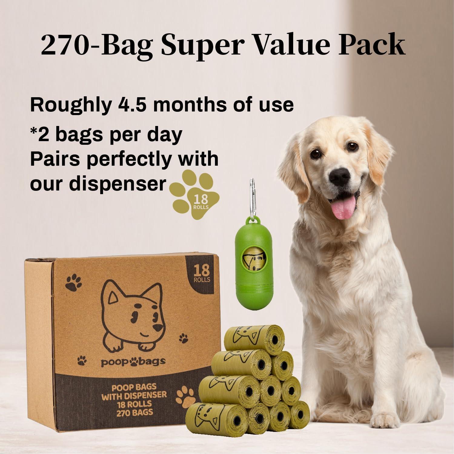 270 Bolsas de Excremento para Perros Watreeco, Extra Gruesas 33x23cm